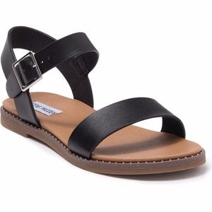 STEVE MADDEN Black Leather Tesa Sandal Sz. 8